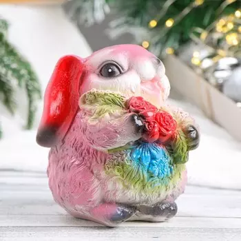 Копилка "Кролик с цветами" 14х12х15см