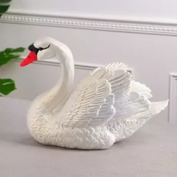 Копилка "Лебедь", перламутровая, гипс, 38х17х29 см