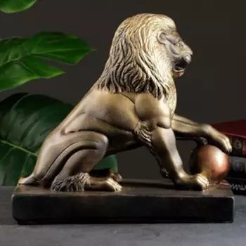 Копилка для денег «Лев с шаром», гипс, черно-золотой, 321535 см