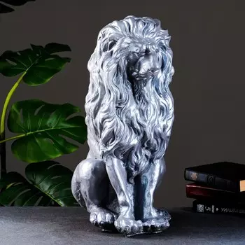 Копилка "Лев" серебро, 40х25х50см