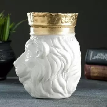 Копилка для денег «Лев в короне», гипс, белый, 16 см