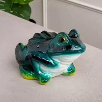 Копилка "Лягушка", глянец, зелёный цвет, керамика, 18 см