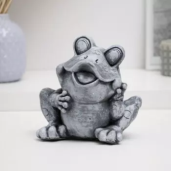 Копилка "Лягушонок сидит" серый камень, 17х12х16см