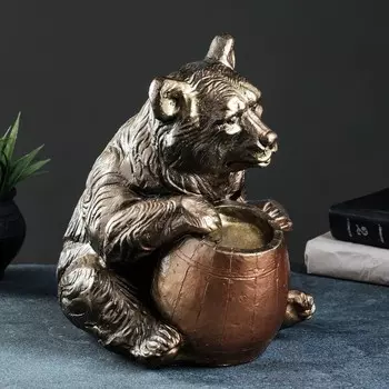 Копилка для денег «Медведь с бочонком», гипс под бронзу, 272428 см