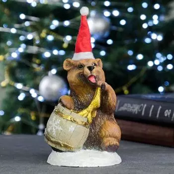 Копилка для денег «Медведь с бочонком новогодний», 12814 см