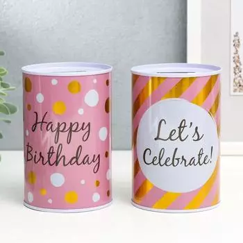 Копилка металл банка "Благодарность" розовая с золотом МИКС 12х8х8 см