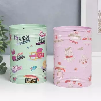 Копилка металл банка "Отпуск" МИКС 12,5х8,5х8,5 см