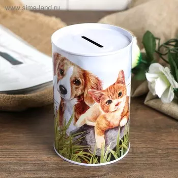 Копилка для денег «Банка. Собаки и кошки», металл, 1288 см, МИКС