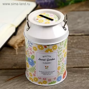 Копилка металл "Цветочная полянка" МИКС 13х8х8 см