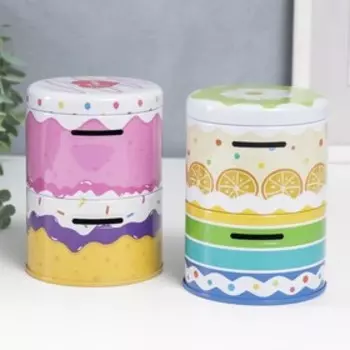 Копилка металл двойная "Еда" МИКС 12х8,5х8,5 см