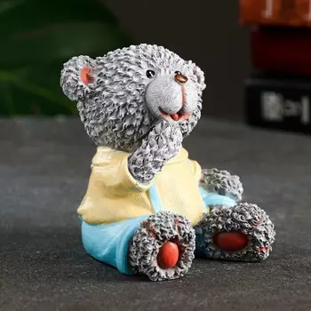 Копилка "Мишка Энди сидит" серый, 9х10х11см