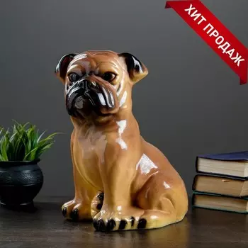 Копилка для денег «Мопс», гипс, бежевый, 261831 см