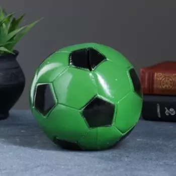 Копилка "Мяч" зелено-черный, 15х15х12см