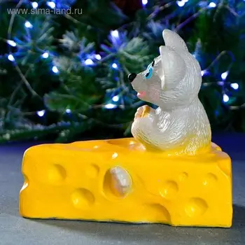 Копилка "Мышка в сыре" серая 19х15х20см