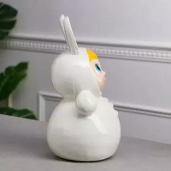 Копилка "Неваляшка", с длинными ушками, белая, керамика, 27 см