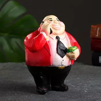 Копилка "Новый Русский" малиновый, 13х14х18см