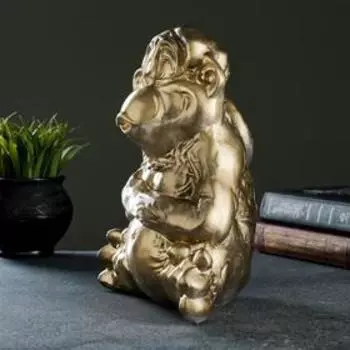 Копилка "Обезьяна с цепью" бронза, 25см