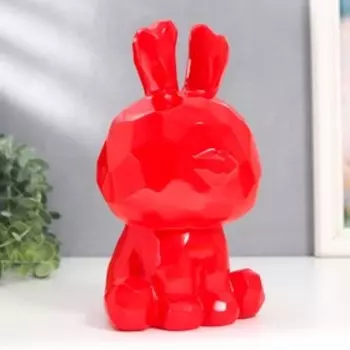 Копилка пластик "Зайчик" красный 13х13,5х23 см