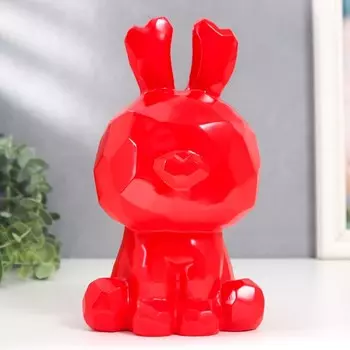 Копилка пластик "Зайчик" красный 13х13,5х23 см