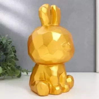 Копилка пластик "Зайчик" золотой 13х13,5х23 см