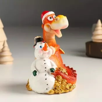 Копилка полистоун "Дракоша и снеговик" 8,7х6,8х11 см