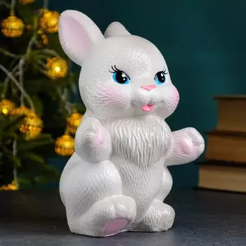 Копилка для денег «Радостный заяц», гипс, серый, 21 см