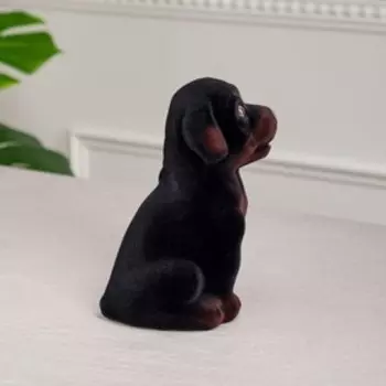 Копилка "Ротвейлер", чёрно-коричневый цвет, флок, керамика, 18 см