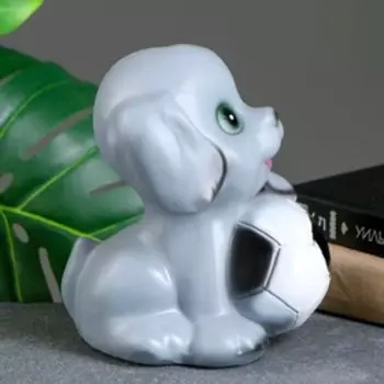 Копилка для денег «Щенок с мячом», гипс, серый, 17 см