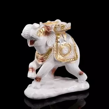 Копилка "Слон", бело-золотая, гипс, 25 см