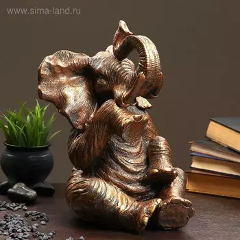 Копилка для денег «Слон сидя», гипс, бронза, 402329 см