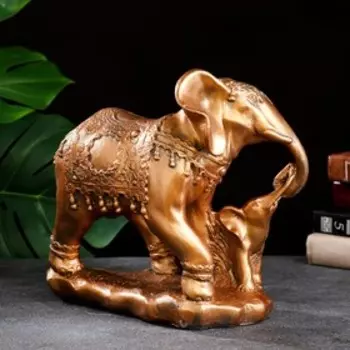 Копилка "Слон со слоненком" бронза, 15х27см