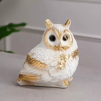 Копилка "Сова Люся", белая, гипс, 17 см
