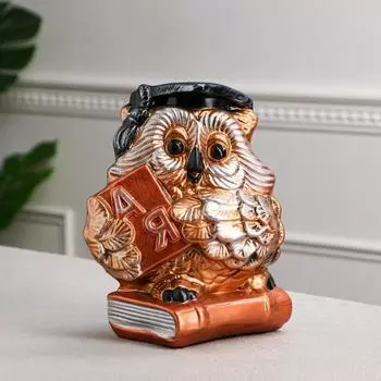 Копилка "Сова на книге", коричневый цвет, гипс, 25 см