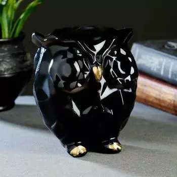 Копилка для денег «Сова оригами», гипс, чёрная, 121014 см