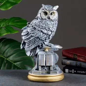 Копилка для денег «Сова с книгой», гипс, серебро, 211735 см