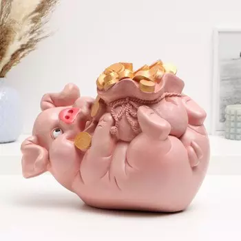 Копилка "Свинья с мешком монет" 35х30х20см