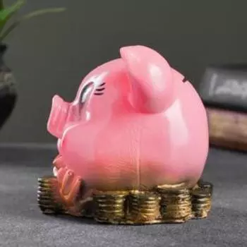 Копилка "Свинка голова в монетах" 12х12см