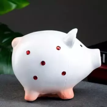 Копилка "Свинка" со стразами, белая, 15х12х17см