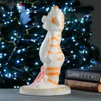 Копилка "Тигр с ромашкой" бело-рыжий, 18,5х18,5х32см