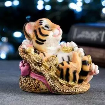 Копилка "Тигр в шляпе с монетами" 11х10х10см