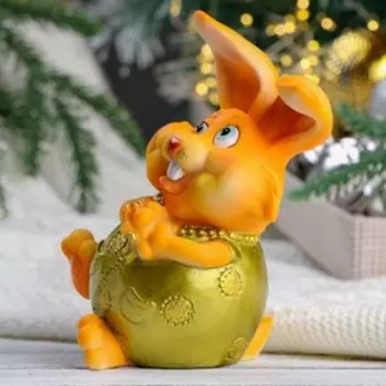 Копилка "Толстый заяц" рыжий, 10х9х15см