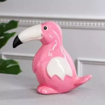 Копилка "Тукан", розовая, керамика, 19 см