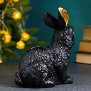 Копилка "Зайчик" черный с золотом, 17см