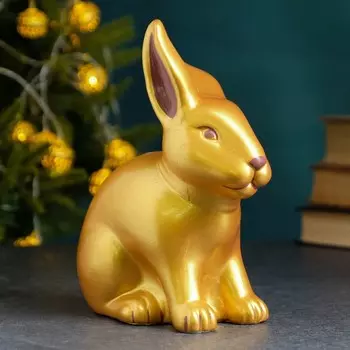 Копилка "Зайчик гладкий" золото, 19см