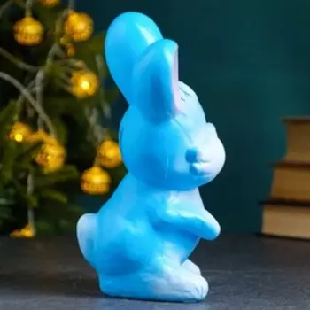 Копилка "Зайчик одуванчик" голубой, 19см