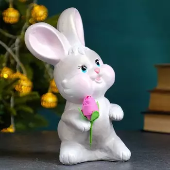 Копилка "Зайчик одуванчик нарядный" серый, 19см