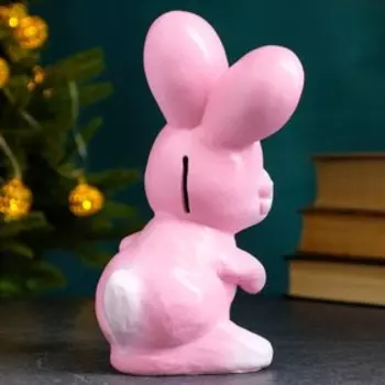 Копилка "Зайчик одуванчик" розовый, 19см