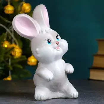 Копилка для денег «Зайчик одуванчик», гипс, серый, 19 см