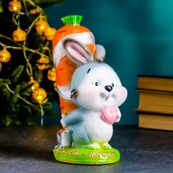 Копилка "Зайчик с большой морковью" 13х10х23см