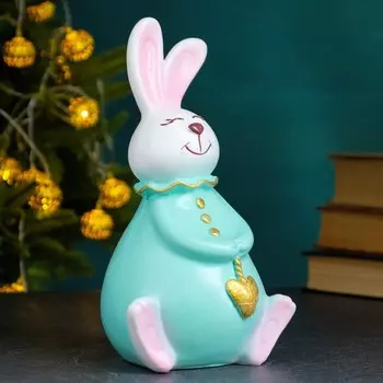 Копилка "Зайчик с сердцем" мятный, 21см